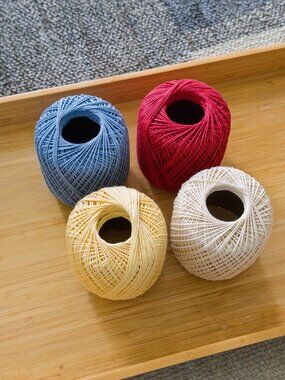 Aunt Lydia's Fashion Crochet Cotton Thread, Size 3, Bundle 4 colors (blue, red,